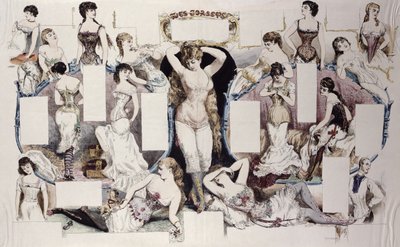 关于女性内衣的文章的布局插图，来自La Vie Parisienne，1870年 作者 法语学校