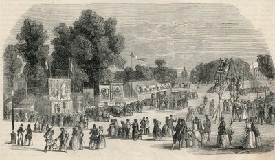 1848年6月在巴黎的Le Carre Marigny--Edmond Texier 1852年在 "Tableau-de-Paris "中的版画。 作者 法语学校