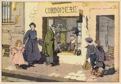 Le Cordonnier，鞋匠（彩色石版画） 作者 法语学校