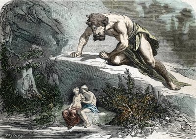 “Le Cyclops Polypheme surprising Galatee et Acis” (engraving) 1864 作者 法语学校