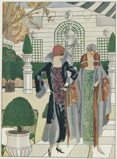 丽兹酒店的冬季花园，选自《Art-Gout-Beaute》，1920 年代出版（彩色石版印刷）。 作者 法语学校