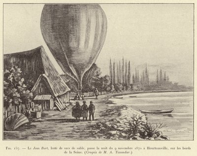 1870 年 11 月 9 日晚上，带着沙袋压舱物的 Le Jean Bart 在塞纳河畔的 Heurteauville 度过 作者 法语学校