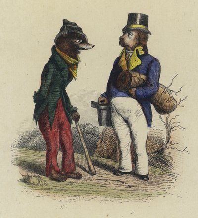 Le Loup Et Le Chien (coloured engraving) 作者 法语学校