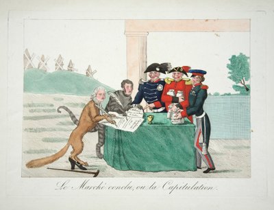 结论性的三月，或投降，出版。1814年（手绘版画 作者 法语学校