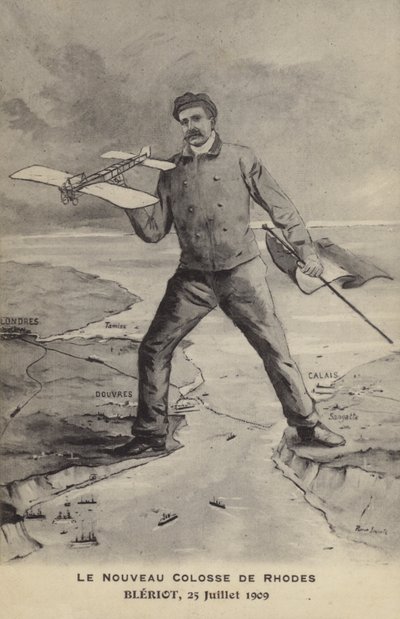 Le Nouveau Colosse De Rhodes，Bleriot，1909 年 7 月 25 日（石版画） 作者 法语学校