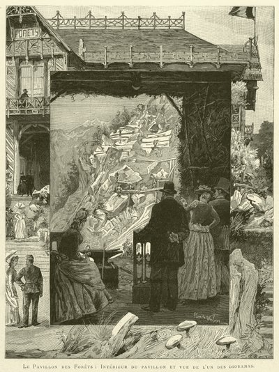 Pavillon des Forets，展馆内部和其中一幅立体模型（雕刻） 作者 法语学校