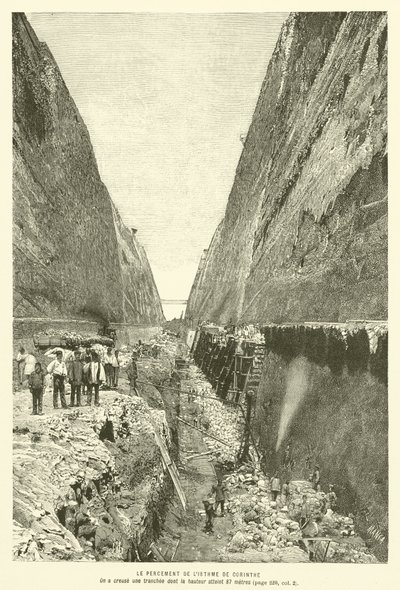 穿越科林斯地峡（雕刻）。 作者 法语学校