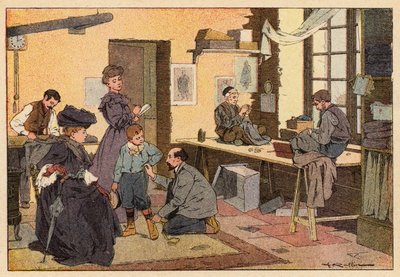 Le Tailleur，裁缝（彩色石版画） 作者 法语学校