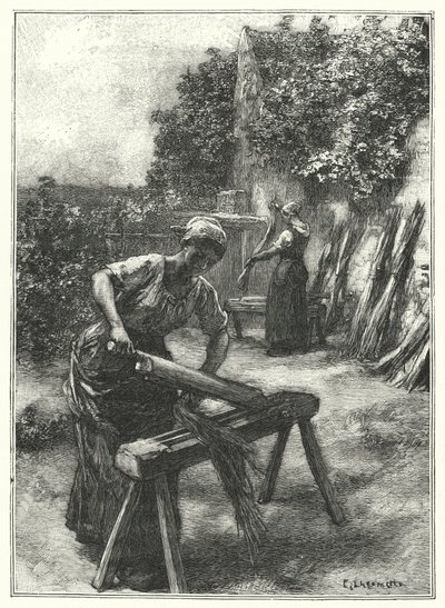 Le Teillage（雕版印刷）。 作者 法语学校