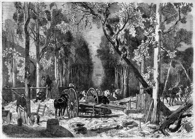 Le bucheron au jardin de Luxembourg in Paris in 1870 - Engraving from 1870 作者 法语学校