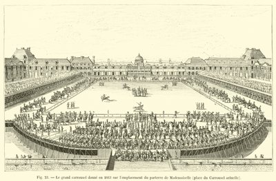 大型旋转木马于1662年在Mademoiselle的花坛上放置，当前Carrousel的地方 作者 法语学校