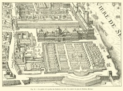 1615年的宫殿和杜乐丽花园，Mathieu Merian的计划 作者 法语学校