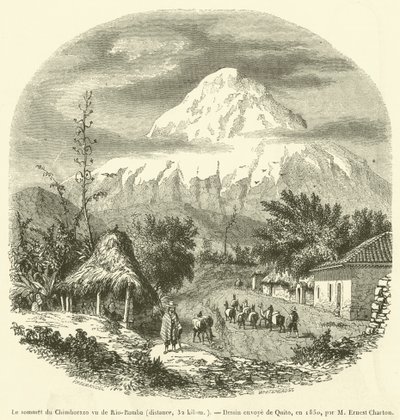 从里约-班巴看到的钦博拉索山顶，距离，32 公里（雕刻） 作者 法语学校