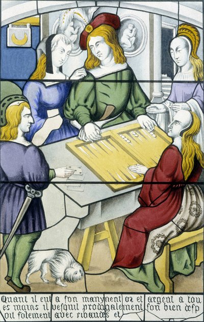 浪子：Ferdinand de Lasteyrie 编着的《玻璃绘画史》中的中世纪井字游戏。 1853 年巴黎 作者 法语学校