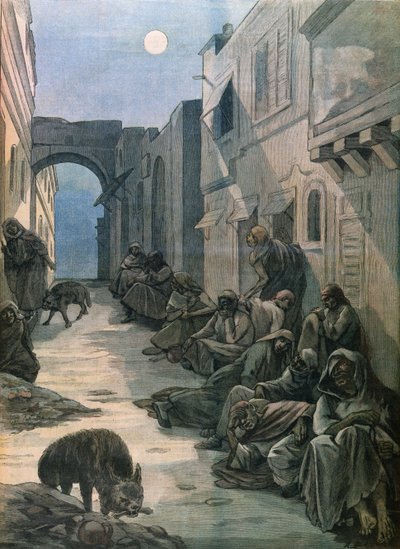 1898年在埃塞俄比亚的麻风病人 作者 French School