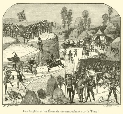 Les Anglais et les Ecossais escarmouchant sur la Tyne (engraving) 作者 法语学校