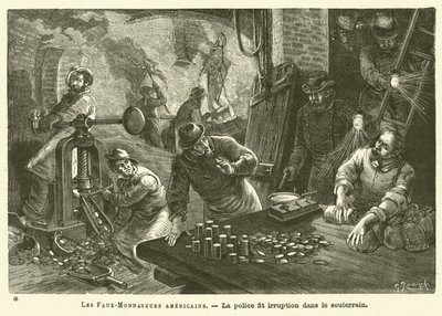 Les Faux-Monnayeurs Americains（雕刻）。 作者 法语学校