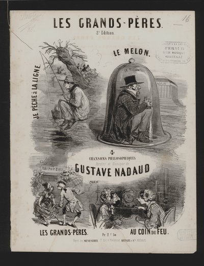 Les Grand Peres，古斯塔夫·纳多 (Gustave Nadaud) 的四首哲学歌曲（石版画） 作者 法语学校