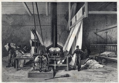 Les grandes usines - Dyeing erie Boutarel a Clichy la Garenne - Le mesh des Etoffes - 1869年的版画。 作者 法语学校