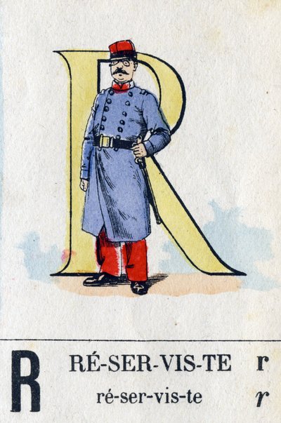 Letter R as reservist. Military alphabet . Imaging of Epinal, circa 1870-1880. Stencil-coloured woodcuts 作者 法语学校