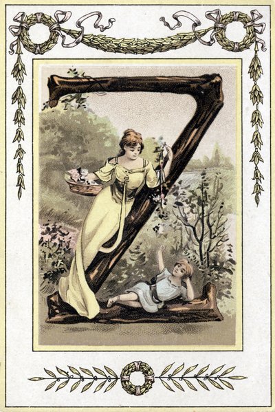 Letter representing a mother and her son, late 19th century (chromolithograph) 作者 法语学校