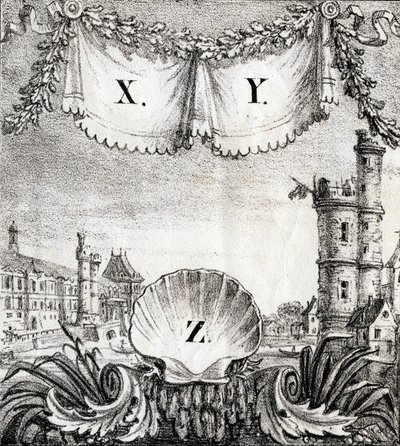 字母 X、Y 和 Z：1500 年的巴黎 - "Alphabet Picturesque des Monumens de Paris"，约 1840 年（雕刻） 作者 法语学校