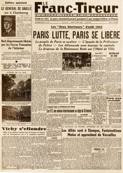 巴黎的解放--1944年8月21日《法国时报》第38期--巴黎在战斗，巴黎在解放。 作者 法语学校