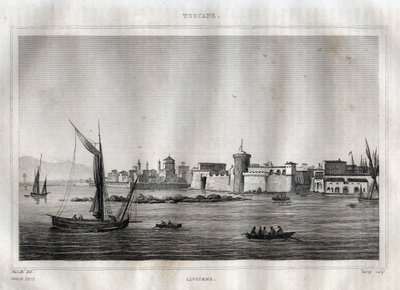 利沃诺--利沃诺--托斯卡纳--来自M.de Norvins, Ch. Nodier 1834-1836的 "意大利风景画 "的版画。 作者 法语学校