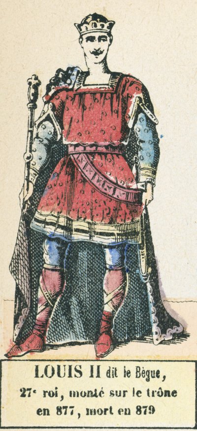 Louis II dit le Begue, 27e roi, monte sur le trone en 877, mort en 879 (coloured engraving) 作者 法语学校