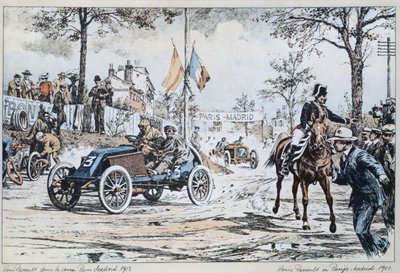 路易斯雷诺驾驶巴黎到1903年的马德里比赛，c.1903 作者 法语学校