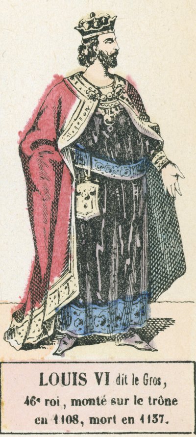 路易六世 dit le Gros，第 46 代国王，1108 年即位，卒于 1137 年（彩刻） 作者 法语学校