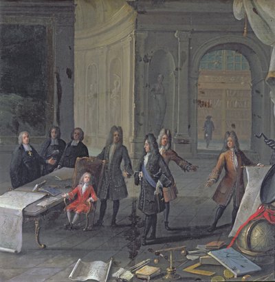 路易十四参加了他的曾孙，未来的路易十五，1715年的课程 作者 法语学校