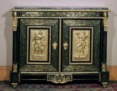 路易十四风格的橱柜，门饰有boulle work和ormolu浮雕 作者 French School
