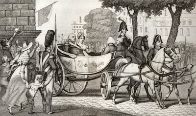 路易十八（1755-1824）于1814年恢复进入巴黎，来自科拉特的“法国历史”，出版于1840年 作者 法语学校