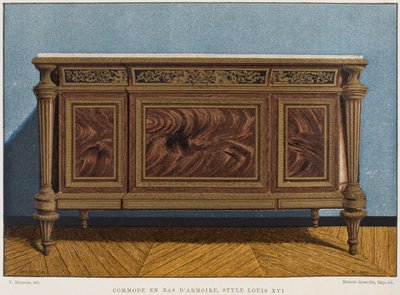 路易十六的抽屉柜作为衣柜底部，插图来自Dictionnaire de lameublement et de la decoration by Henry Havard，第1卷，第54页，巴黎，Maison Quantin，1878 作者 法语学校