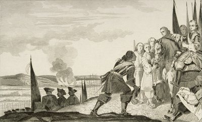 路易十五（1710-74）在1745年的丰特罗伊战役中，来自Colart的“Histoire de France”，出版于1840年（版画） 作者 法语学校