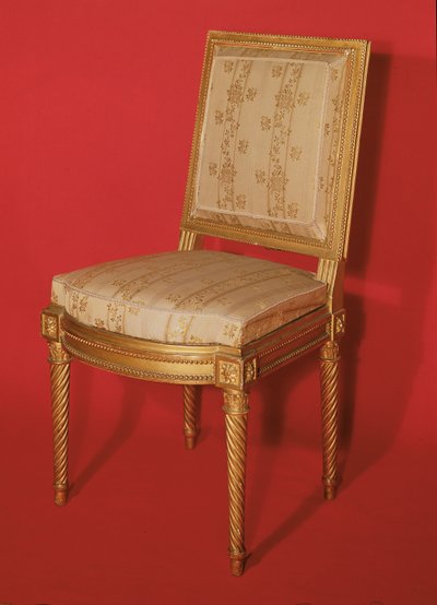 路易十五风格椅子（镀金木和丝绸） 作者 French School