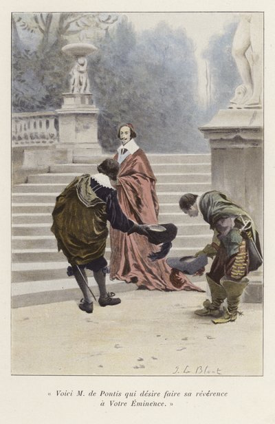 Louis de Pontis被介绍给17世纪红衣主教Richelieu 作者 法语学校
