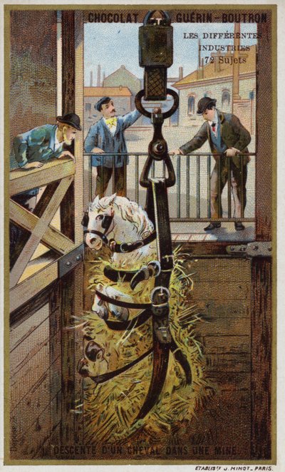 Lowering a horse into a mine (chromolitho) 作者 法语学校