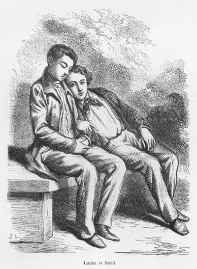 Lucien de Rubempre和David Sechard，来自Honore de Balzac的“The Lost Illusions” 作者 法语学校