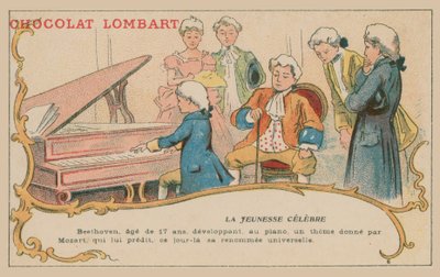 Ludwig van Beethoven在17岁时在钢琴上演奏 作者 法语学校