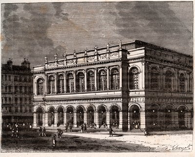 里昂。Le Grand Theatre - 雕刻在V.A. Malt-Brown的 "La France illustree: geography, history, statistical administration "中。1884 作者 法语学校