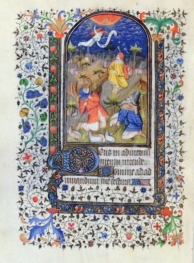 MS 1278 fol.106v牧羊人的报喜，来自Heures a lusage de Troyes，由Rohan Hours大师的工作室，c，1413-20 作者 法语学校