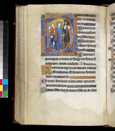 MS 300 f.191v，基督与耶稣的嘲弄，被折磨者包围，包括两名戴着犹太帽的男子，来自法国伊莎贝拉的诗篇和时间，巴黎，c.1265-70（羊皮纸上的钢笔和墨水和蛋彩画） 作者 法语学校