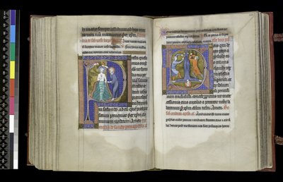 MS 300 f.199v-200r, Suffrage to St John the Baptist and Suffrage to St. Peter, from the Psalter and Hours of Isabella of France, Paris, c.1265-70 (pen & ink and tempera on parchment) 作者 法语学校