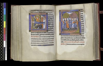 MS 300 f.200v-201r，从法国伊莎贝拉的诗篇和时光，到圣安德鲁和使徒的选举，巴黎，c.1265-70 作者 法语学校
