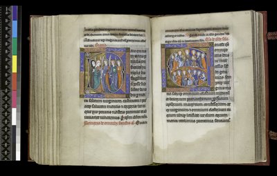 MS 300 f.207v-208r，处女的选举权和诸圣的选举权，来自法国伊莎贝拉的诗篇和时间，巴黎，c.1265-70（羊皮纸上的钢笔和墨水和蛋彩画） 作者 法语学校