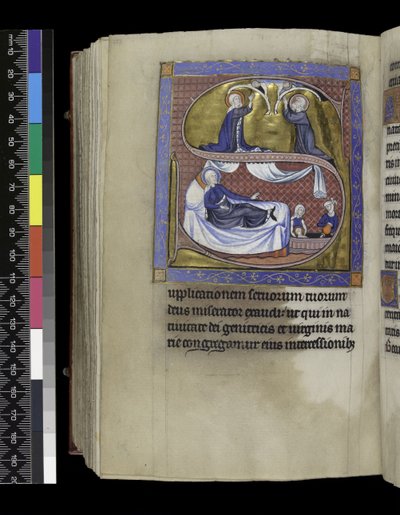 MS 300 f.271v，《圣母降生》的收集，讲道和教训，来自法国伊莎贝拉的诗篇和《时光》，巴黎，c.1265-70 作者 法语学校
