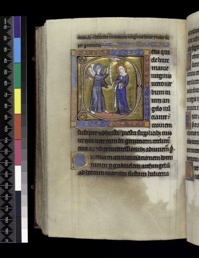 MS 300 f.274v，《天使报喜》的收集，讲道和教训，来自法国伊莎贝拉的《诗篇》和《小时》，巴黎，c.1265-70 作者 法语学校