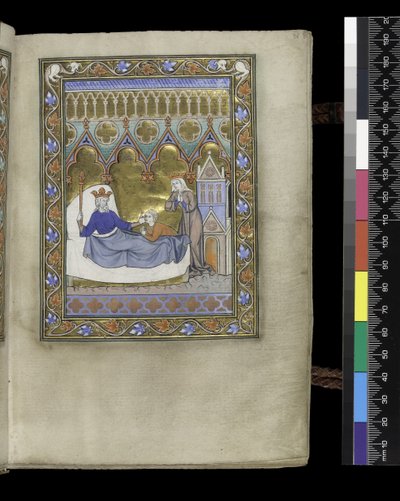 MS 300 f.IVr，来自法国伊莎贝拉的诗篇和时辰的对开页，巴黎，约 1265-70 年（羊皮纸上的钢笔和墨水以及蛋彩画） 作者 法语学校
